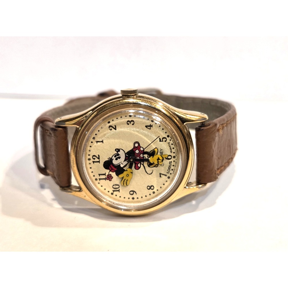 Wrist Watch - MINNIE MOUSE Disney LORUS Quartz Leather Band - 1990s - Working